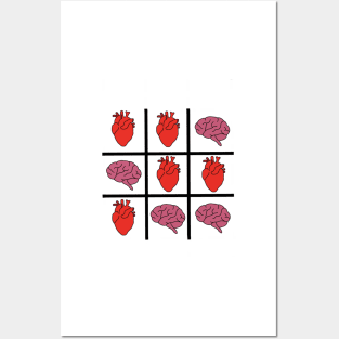 Heart vs Brain Tic Tac Toe Posters and Art